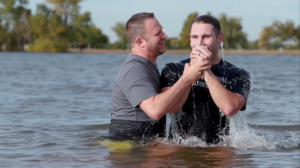 Photo of baptism in a lake