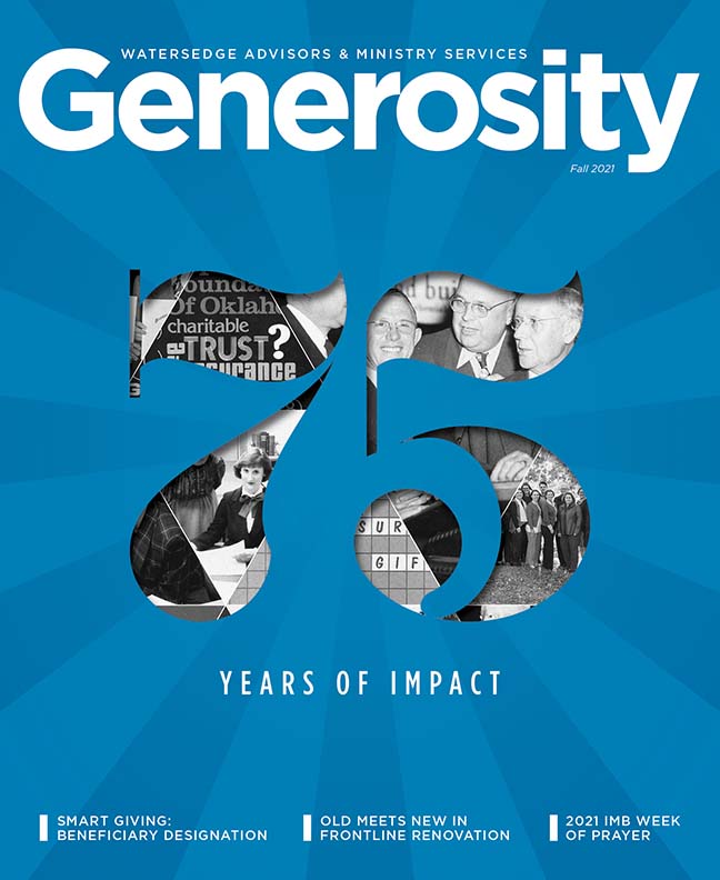 Cover of Fall 2021 issue of Generosity magazine