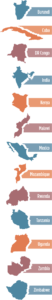 Shapes and names of 13 countries