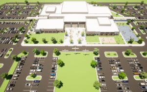 Exterior rendering of North Metro's new campus