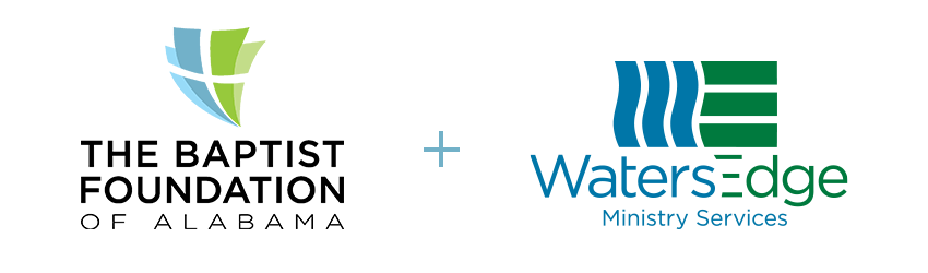 Alabama-Plus-WEMS the Baptist Foundation of Alabama logo plus the WatersEdge logo