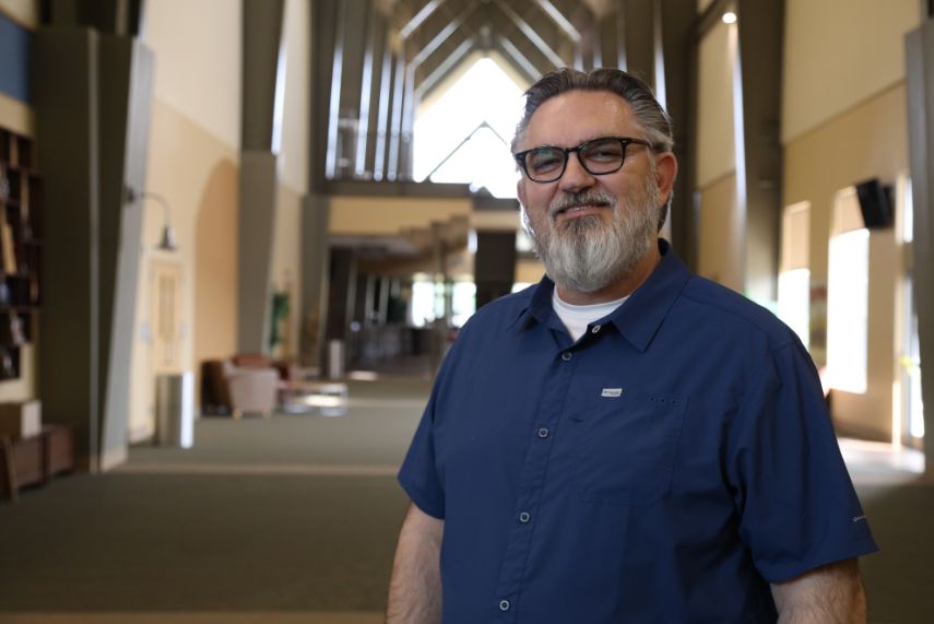 Pastor Michael Gabbert in the Evergreen lobby