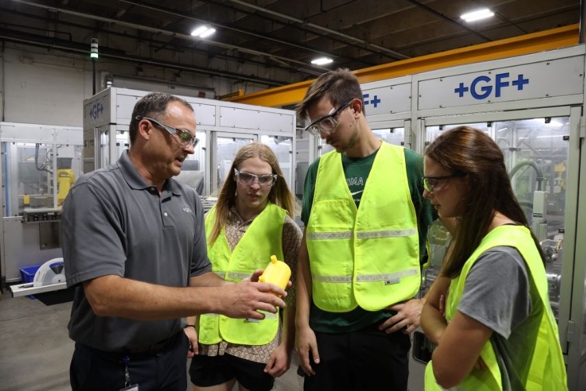 Students at an engineering site.