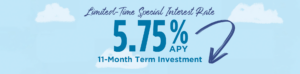 Limited-Time Special Interest Rate: 5.75% APY 11-Month Term Investment