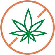 cannabis leaf in circle with strikethrough