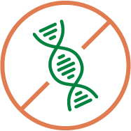 DNA strand in circle with strikethrough