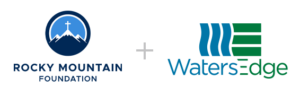 Rocky Mountain Foundation logo, plus sign, WatersEdge logo